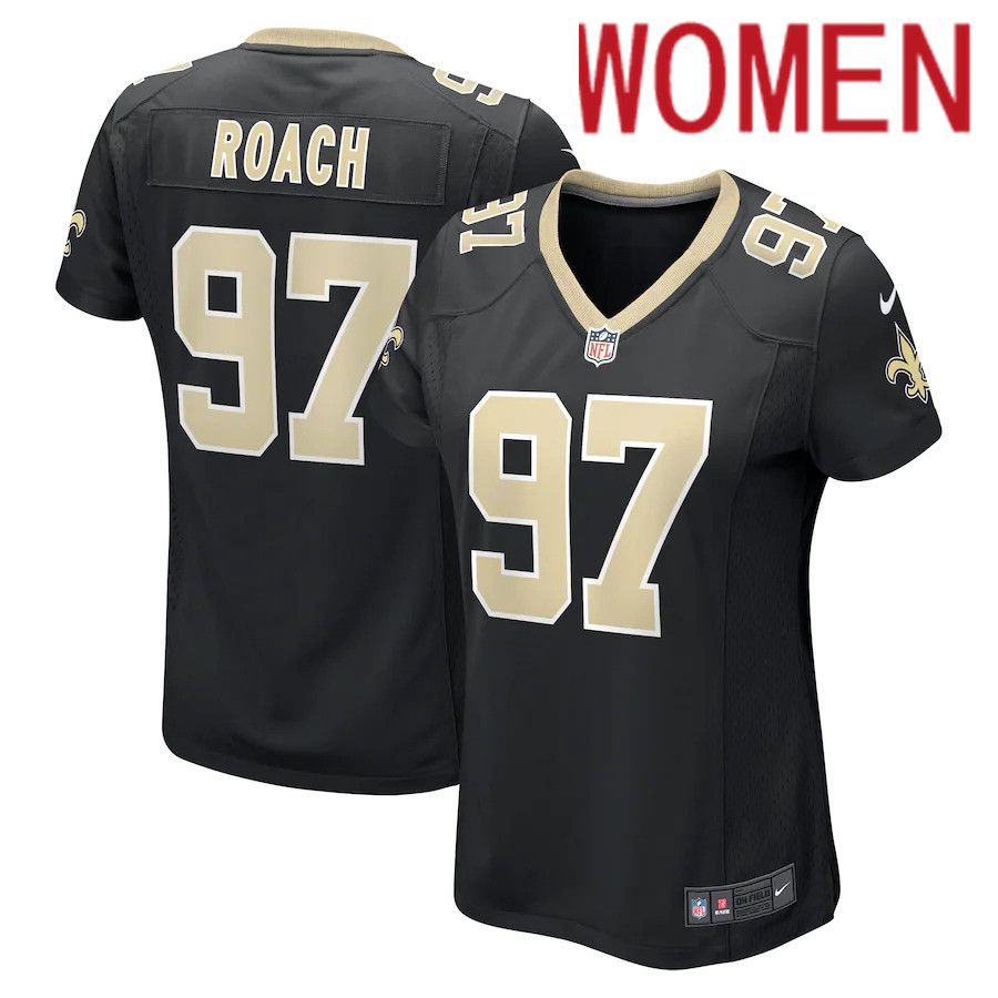 Women New Orleans Saints #97 Malcolm Roach Nike Black Team Game NFL Jersey->women nfl jersey->Women Jersey